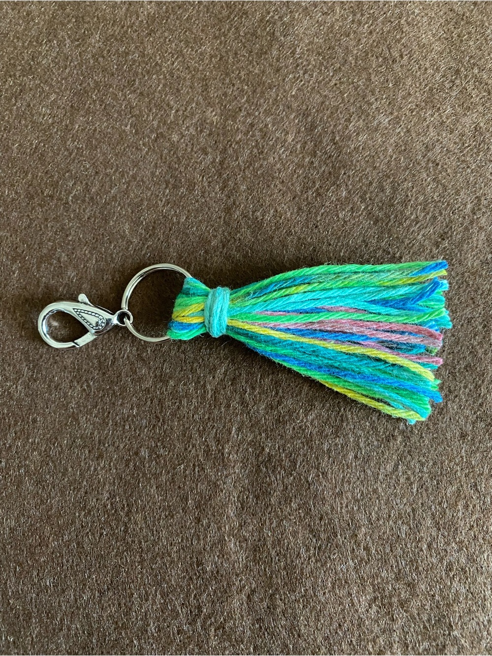 Multicolor Yarn Tassel Keychain with Lobster Clasp